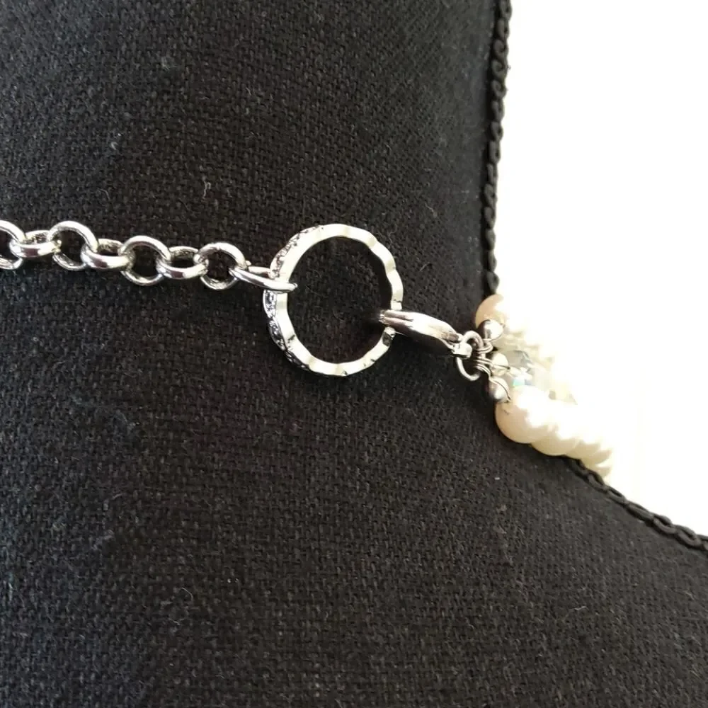 (3/$20) Faux Pearl 3 strand silver tone necklace